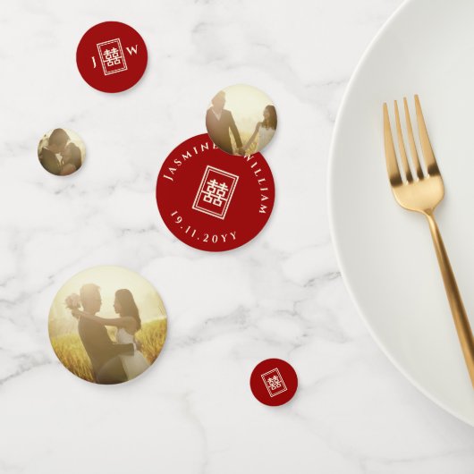 Klassieke Rechthoek Dubbel Geluk Chinese Bruiloft Confetti (Groep)