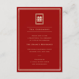 Klassieke Rechthoek Dubbele Geluk Thee Ceremonie Informatiekaartje