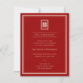 Klassieke Rechthoek Dubbele Geluk Thee Ceremonie Kaart (Voorkant)