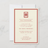 Klassieke Rechthoek Dubbele Geluk Thee Ceremonie Kaart (Voorkant)