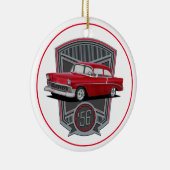 Klassieke Red 1956 Tri Five Keramisch Ornament (Rechts)