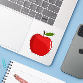 Klassieke Red Apple Teacher Sticker (Laptop met iPhone)