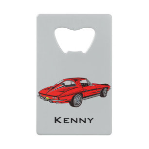 Klassieke Red Corvette Design Bottle Open Creditkaart Flessenopener