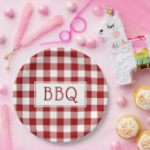 Klassieke Red en White Gingham Pattern BBQ Party Papieren Bordje (Feest)