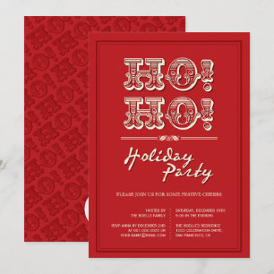 Klassieke  Red HO Holiday Party Uitnodigen Kaart