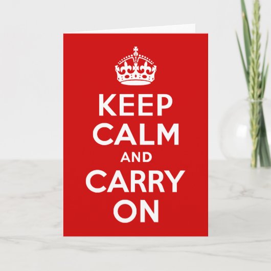 Klassieke Red Keep Calm en Carry Kaart (Voorkant)