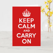 Klassieke Red Keep Calm en Carry Kaart (Gele Bloem)