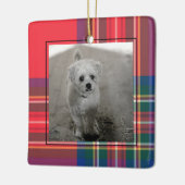 Klassieke Red Tartan Pset met Kerstmis Foto Modern Keramisch Ornament (Links)