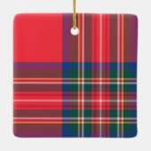 Klassieke Red Tartan Pset met Kerstmis Foto Modern Keramisch Ornament (Achterkant)