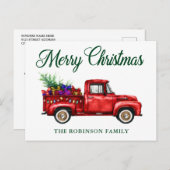 Klassieke Red Truck Tree Geschikt voor naam kerstf Briefkaart (Voorkant / Achterkant)
