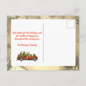 Klassieke Red Truck Tree Happy New Year Groetings Feestdagenkaart (Achterkant)