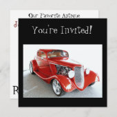 Klassieke Red Vintage auto - je bent uitgenodigd! Kaart (Voorkant / Achterkant)