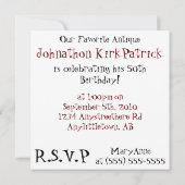 Klassieke Red Vintage auto - je bent uitgenodigd! Kaart (Achterkant)