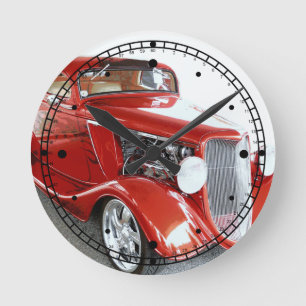 Klassieke Red Vintage-auto op Show Ronde Klok