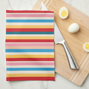 Klassieke Regenboog Carnaval Retro Strepen Multi Theedoek