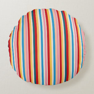 Klassieke Regenboog Kermis Retro Strepen Meerdere Rond Kussen