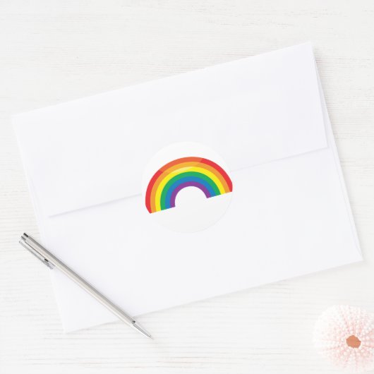 Klassieke regenboog ronde sticker (Envelop)