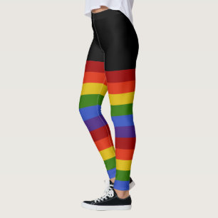 Klassieke regenboogstrips zwart  leggings
