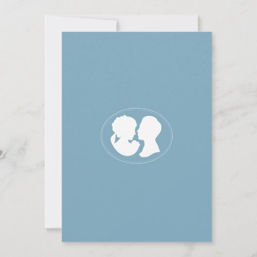 Klassieke Regency Blue Cameo Wedding Kaart (Achterkant)