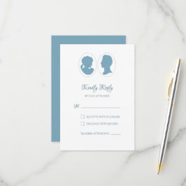 Klassieke Regency Blue Cameo Wedding RSVP Kaartje