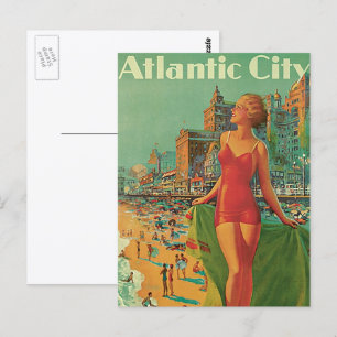 Klassieke Reis, Atlantic City Resort Strand Blondi Briefkaart