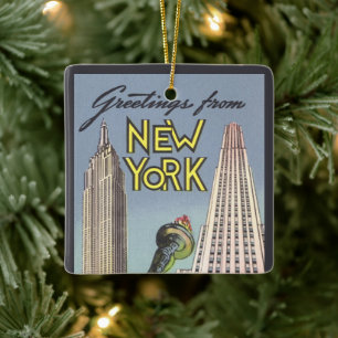 Klassieke reis, beroemde landmarks in New York Cit Keramisch Ornament