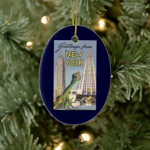 Klassieke reis, beroemde landmarks van New York Ci Keramisch Ornament