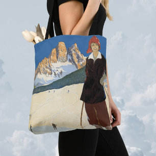 Klassieke reis Cortina d'Ampezzo, Italië Ski Alpen Tote Bag