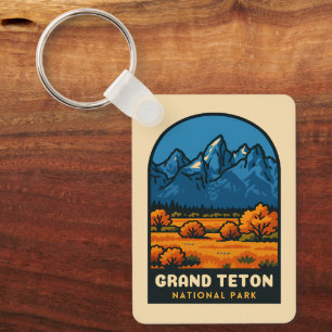 Klassieke Reis Grand Teton National Park USA Retro Sleutelhanger