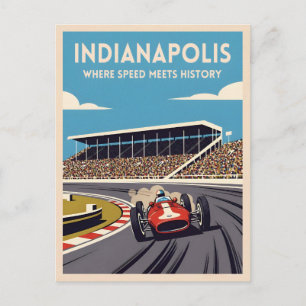 Klassieke Reis Indianapolis Indiana Retro Racen Briefkaart