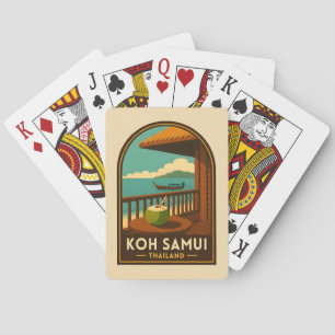 Klassieke Reis Koh Samui Eiland Thailand Retro Pokerkaarten