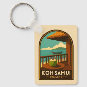 Klassieke Reis Koh Samui Eiland Thailand Retro Sleutelhanger (Voorkant)