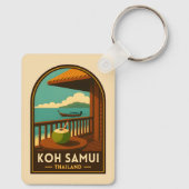 Klassieke Reis Koh Samui Eiland Thailand Retro Sleutelhanger (Achterkant)