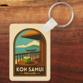 Klassieke Reis Koh Samui Eiland Thailand Retro Sleutelhanger (Achterkant)