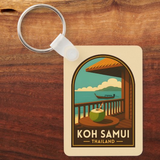 Klassieke Reis Koh Samui Eiland Thailand Retro Sleutelhanger (Voorkant)