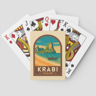 Klassieke Reis Krabi Thailand Railay Strand Retro Pokerkaarten
