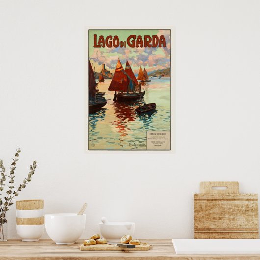 Klassieke reis, Lago di Garda, Meer van Garda, Ita Poster (Keuken)