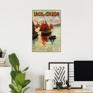 Klassieke reis, Lago di Garda, Meer van Garda, Ita Poster