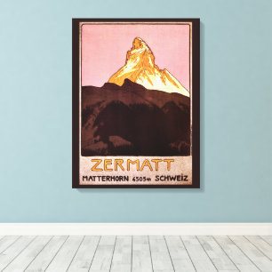 Klassieke reis, Matterhorn berg, Zwitserland Canvas Afdruk