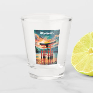Klassieke Reis Miyajima Eiland Japan Retro Zonsond Shot Glas