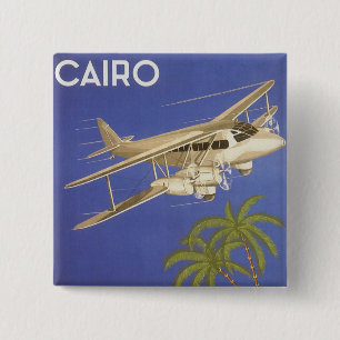 Klassieke reis naar Caïro, Egypte, tweedekker vlie Vierkante Button 5,1 Cm