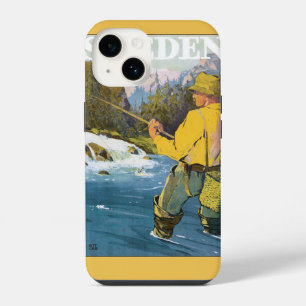 Klassieke reis naar Zweden, sportvisserman iPhone 14 Hoesje