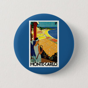 Klassieke reis, tennis, sport, Monte Carlo Monaco Ronde Button 5,7 Cm