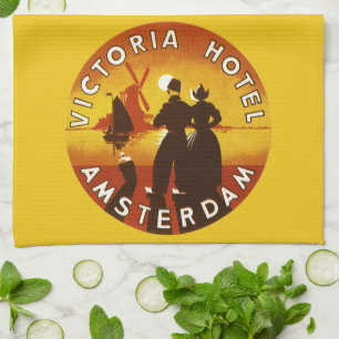 Klassieke reis, Victoria Hotel, Amsterdam, Holland Theedoek