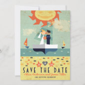 Klassieke Reis Zeilboot Strand Bruiloft Bewaar Dat Save The Date (Voorkant)