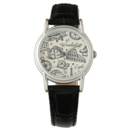 Klassieke Reisavonturen Naadloos Patroon Horloge