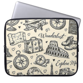 Klassieke Reisavonturen Naadloos Patroon Laptop Sleeve