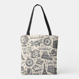 Klassieke Reisavonturen Naadloos Patroon Tote Bag