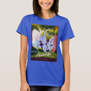 Klassieke Reisposter Kunst, Ontdek Puerto Rico! T-shirt