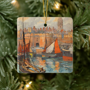 Klassieke Reisposter Kunst, Saint Malo, Frankrijk Keramisch Ornament